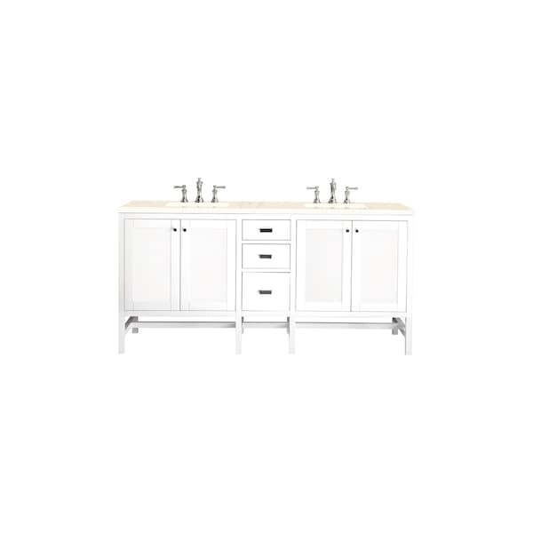 James Martin Vanities Addison 72in Double Vanity, Glossy White w/ 3 CM Eternal Marfil Top E444-V72-GW-3EMR - main